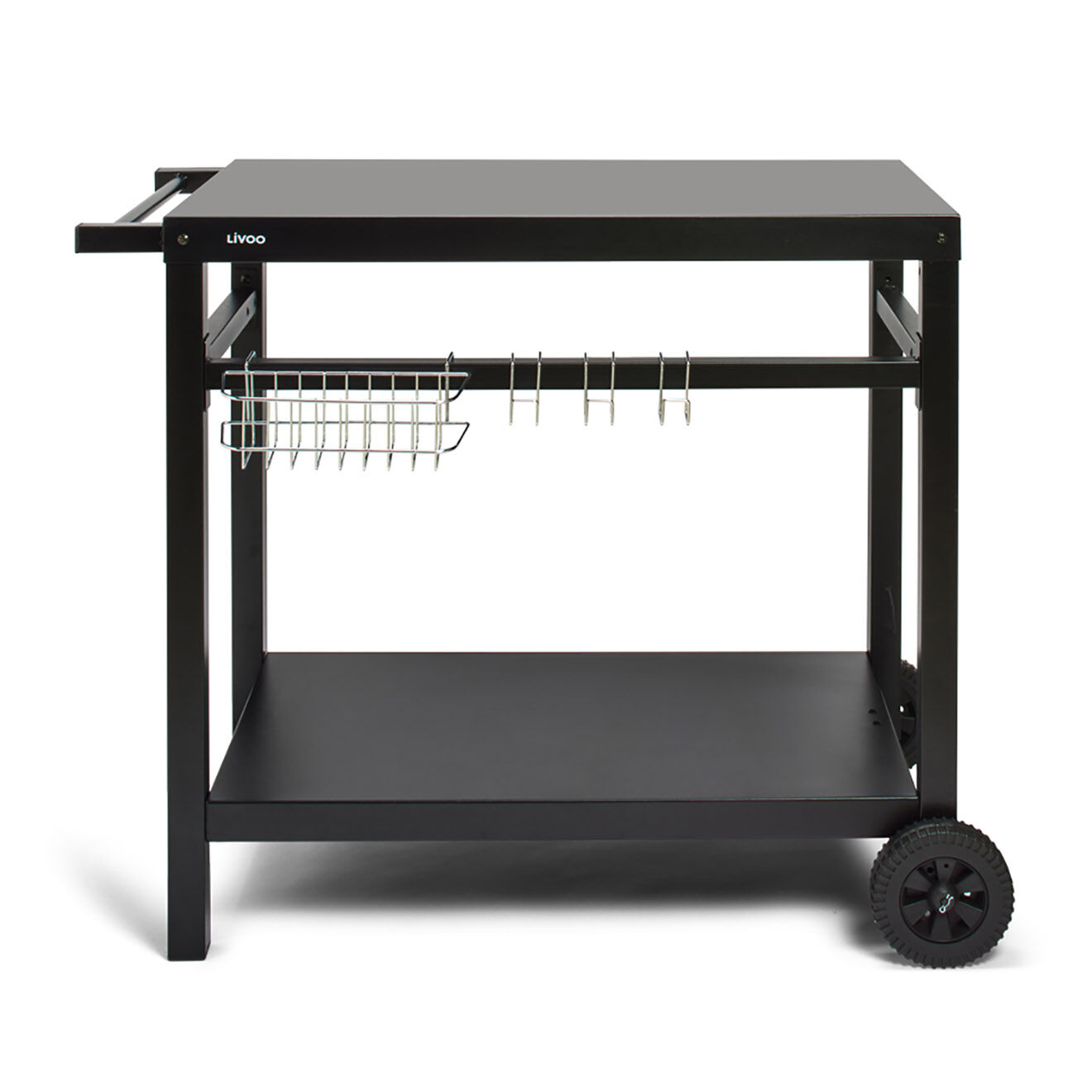 Livoo Desserte pour plancha noire - 100x59x81 cm