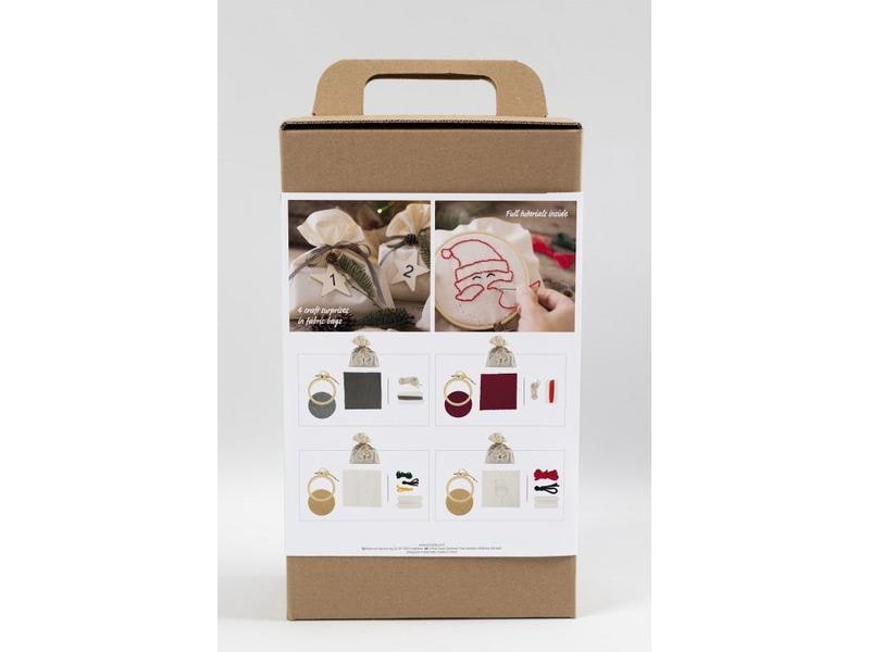 Creativ Company Adventskalender Bastelset Sticken, 4 Stück Adventskalender mit neuen Bastelprojekten