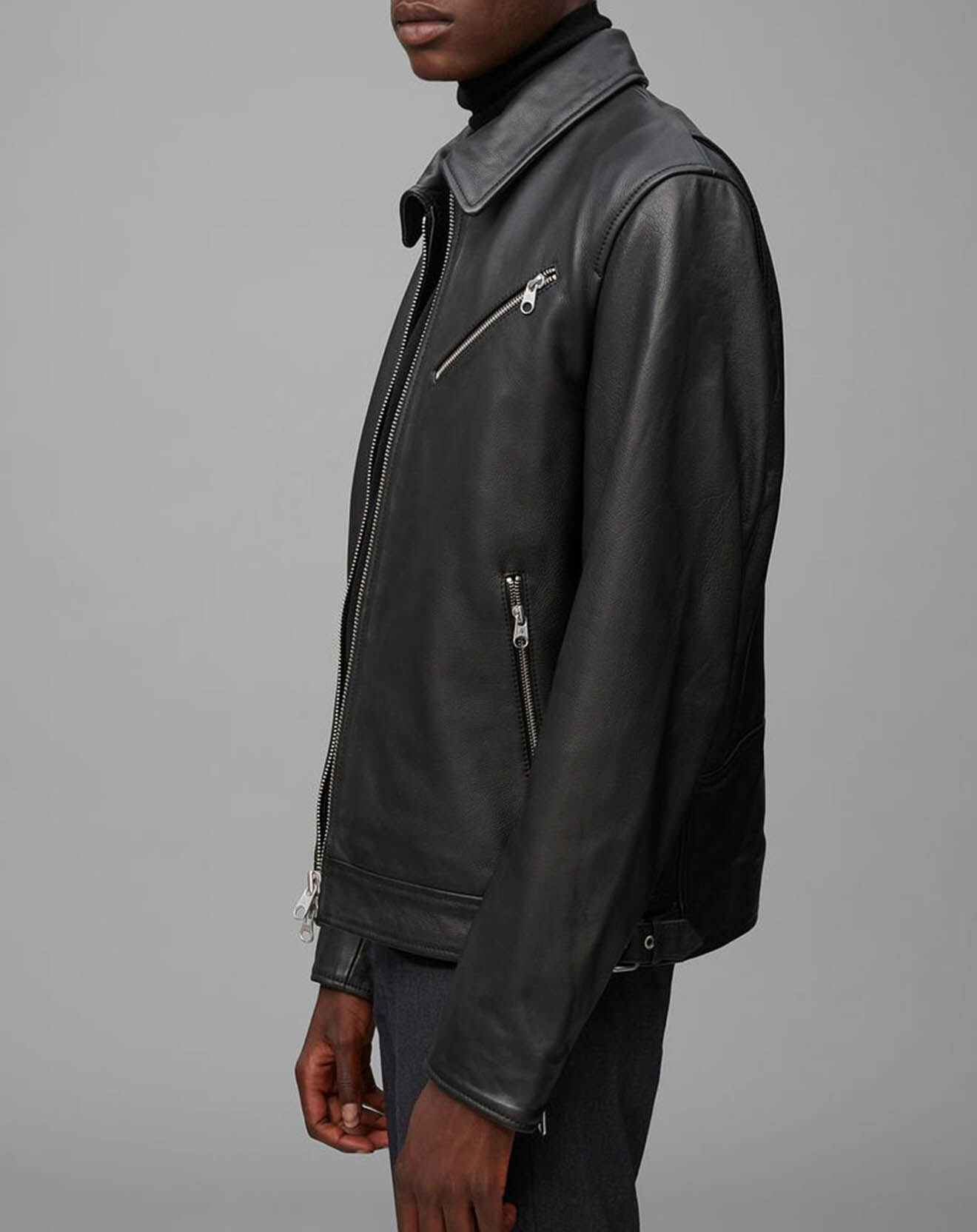 Marc O'Polo Perfecto en Cuir Grainé noir