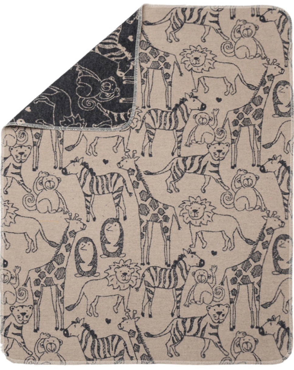 Babydecke JUWEL - SAFARI (70x90) in grau/creme