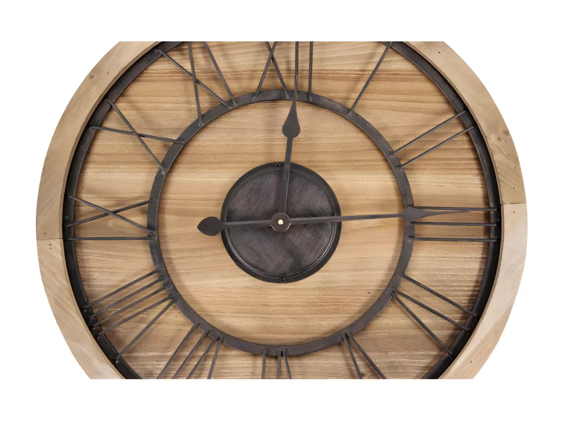 Grande horloge ancienne Bois-Métal Marron - Décoration d'Autrefois