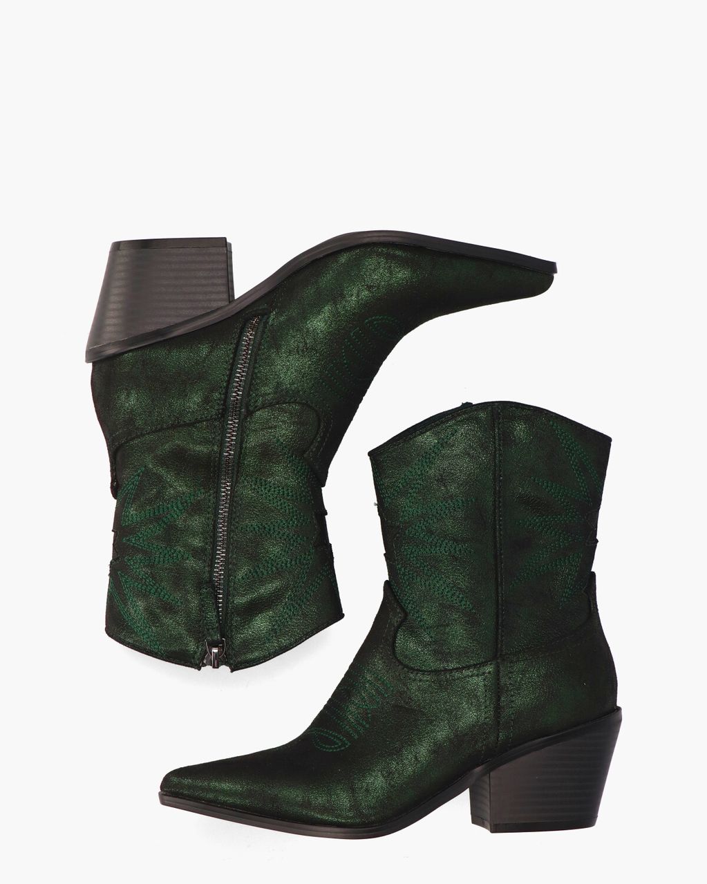 Mia & Jo  Vlinder Donkergroen Dames Enkelboots