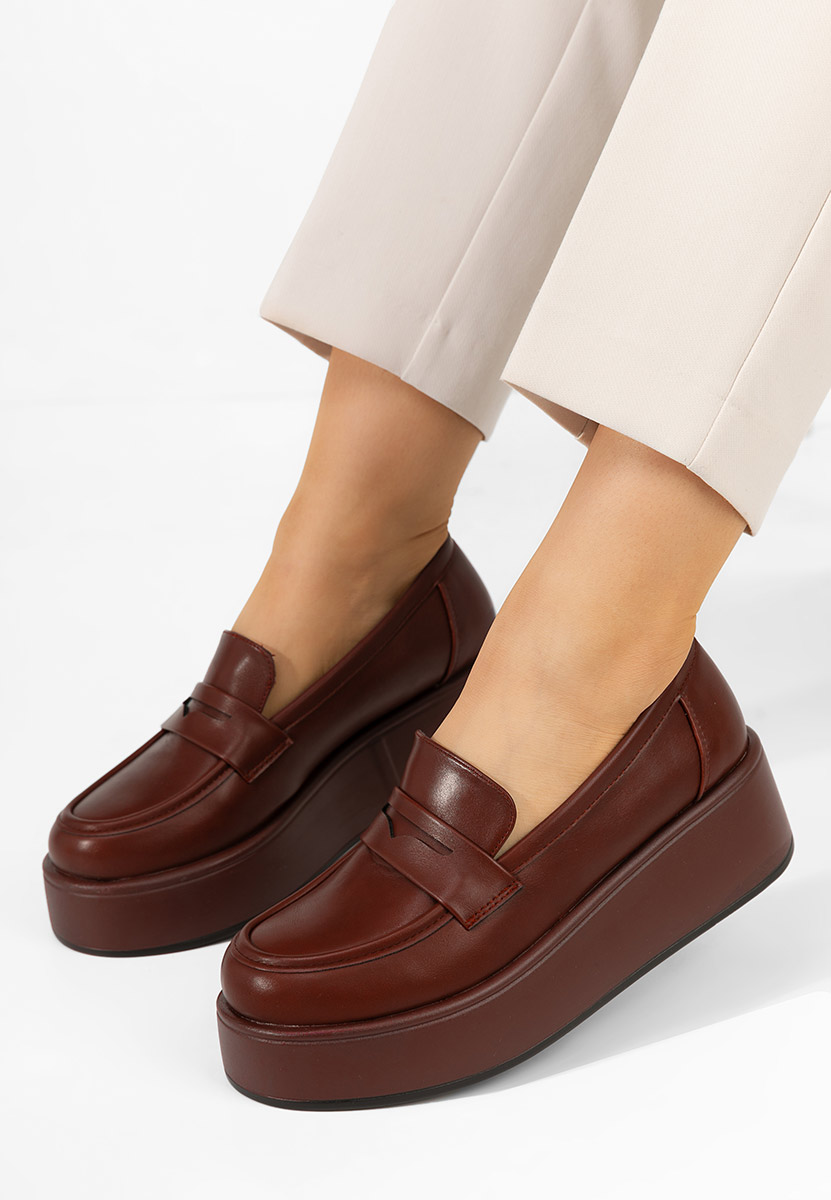 Mocassins à plateforme bordeaux Minky