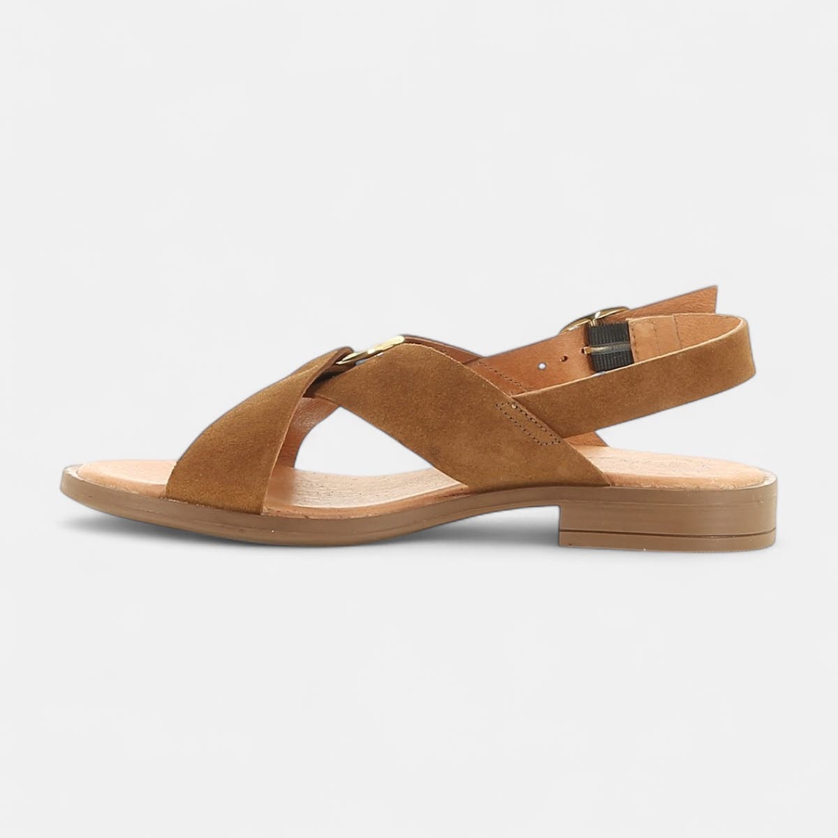 Nu-pieds Femme en cuir camel