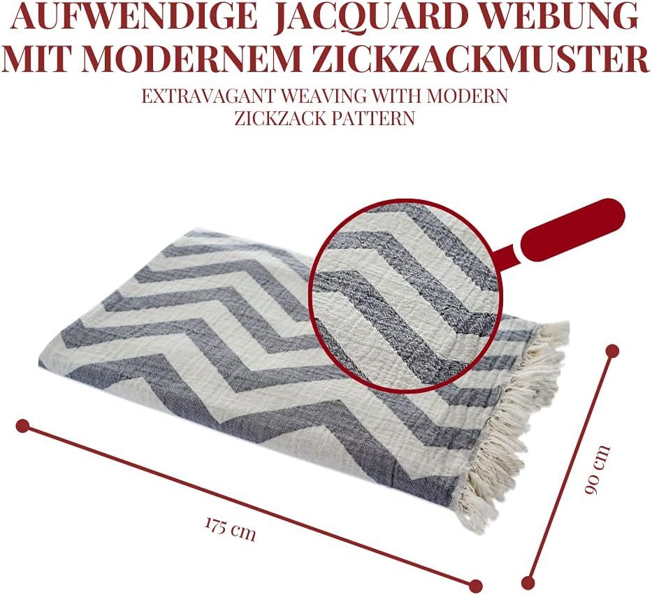 Carenesse Hamamtuch ZickZack 90*175 cm grau