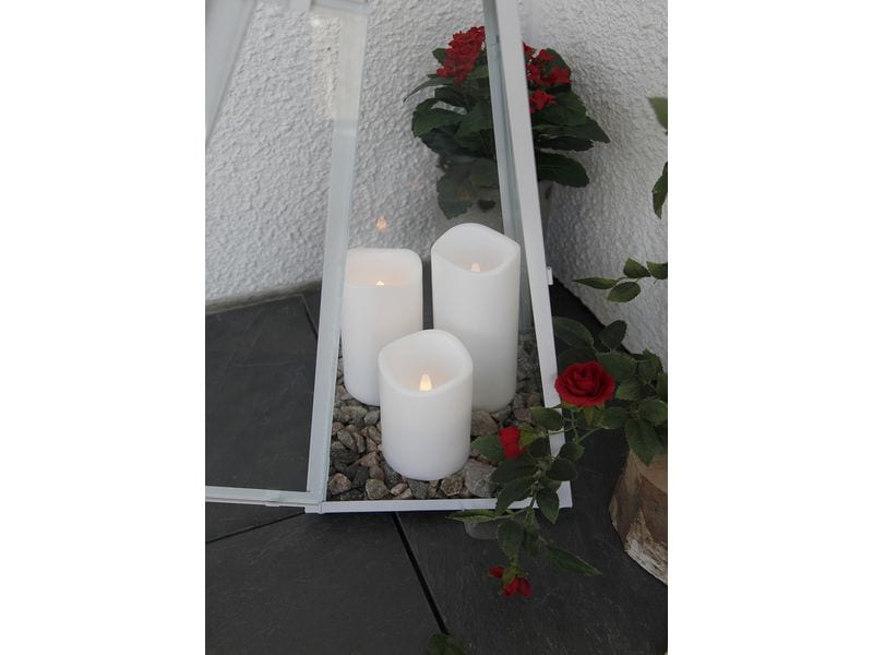 Star Trading LED-Kerzen Set Pillar Paul 3er Pack, Weiss Set von roten LED-Kerzen