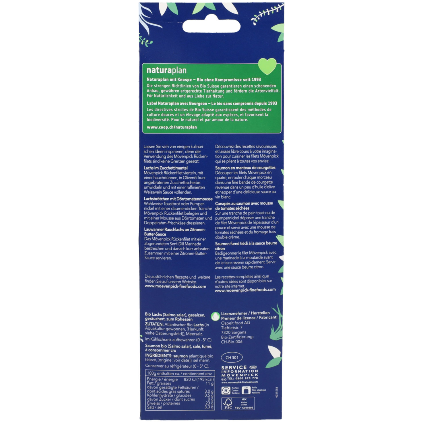 Naturaplan Bio Mövenpick Rauchlachs Rückenfilet ca. 110g