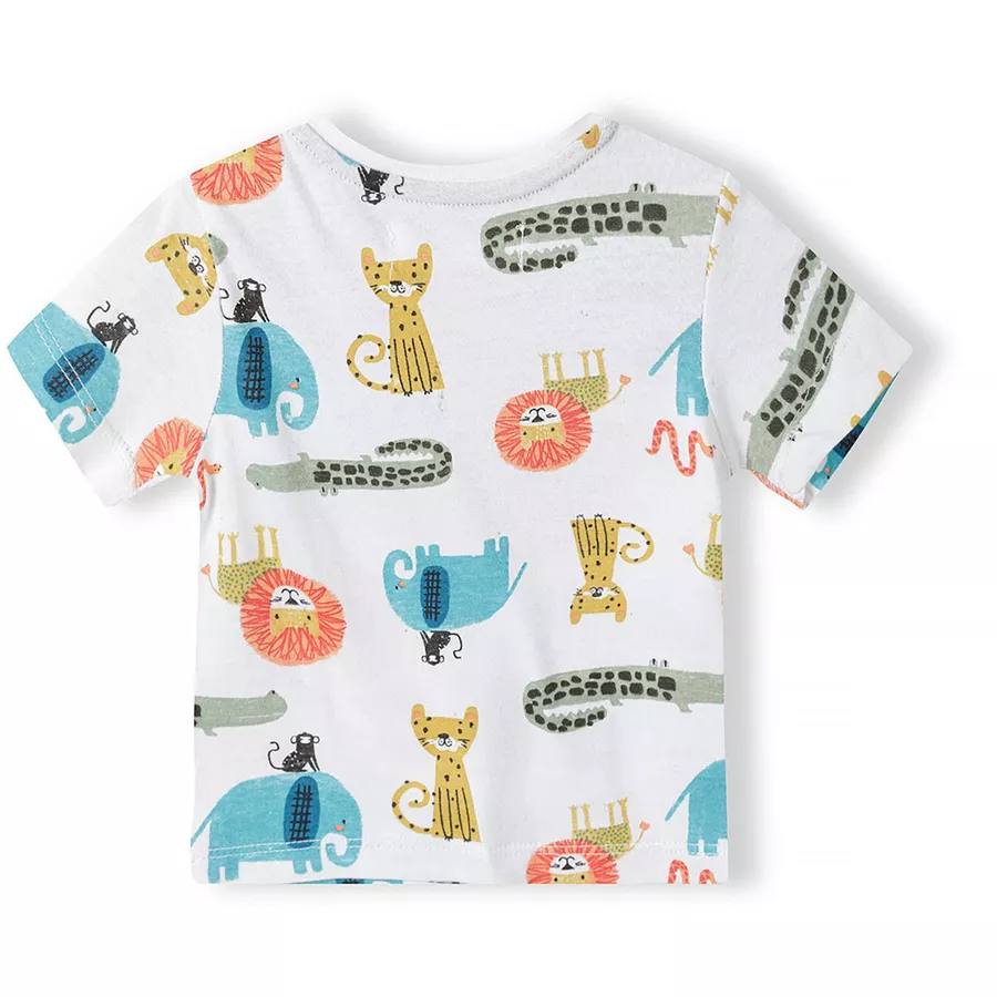 MINOTI T-Shirt und Shorts im Set WeißKhakigrün