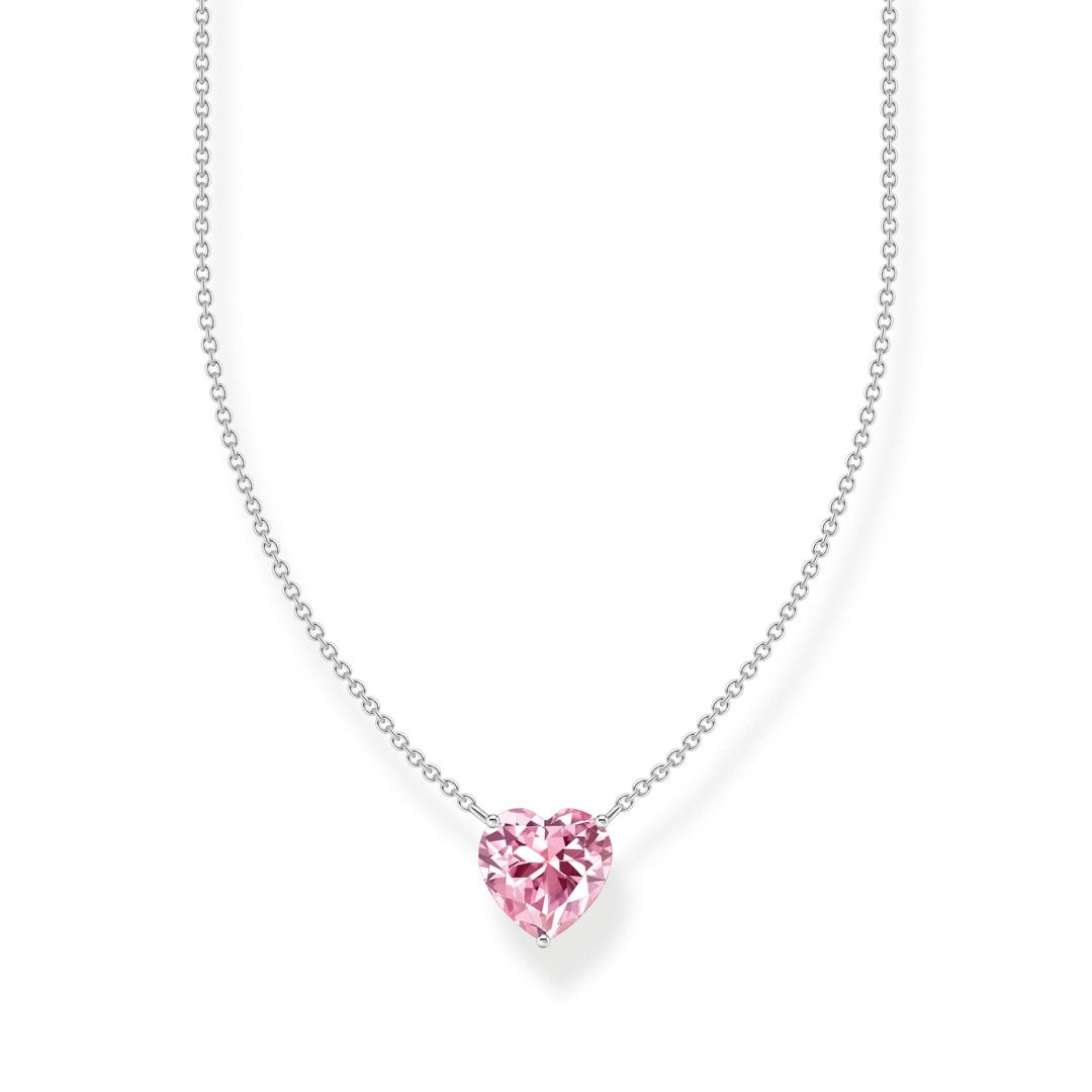 Thomas Sabo Basics Kette mit pinkfarbenem Herz-Anhänger Silber