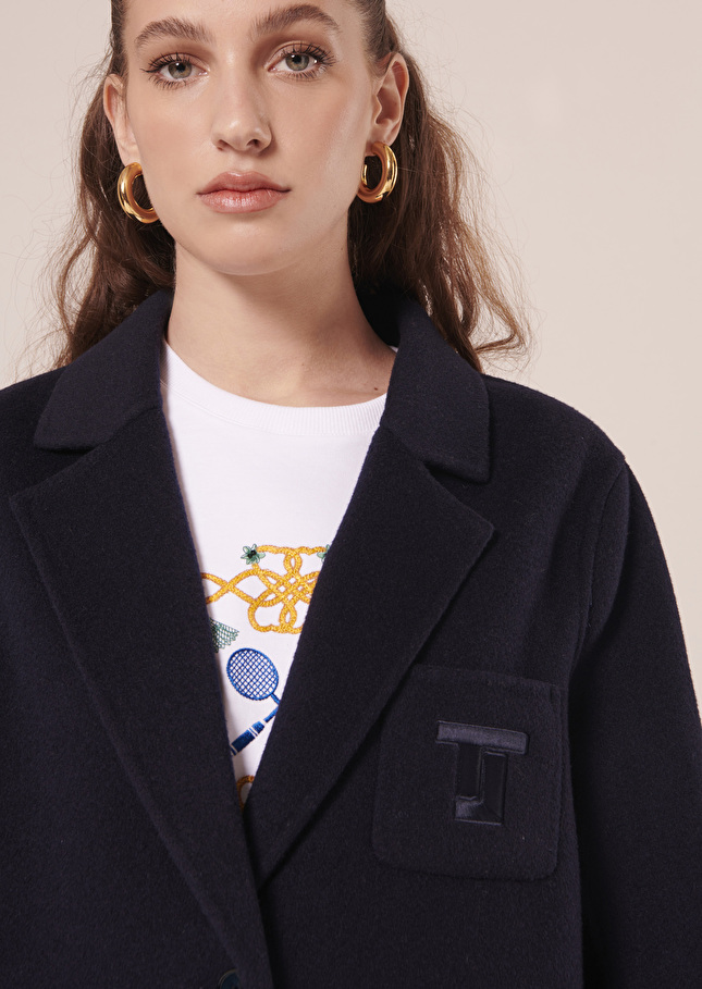 Veste Virgiliobleu nuit en laine double face