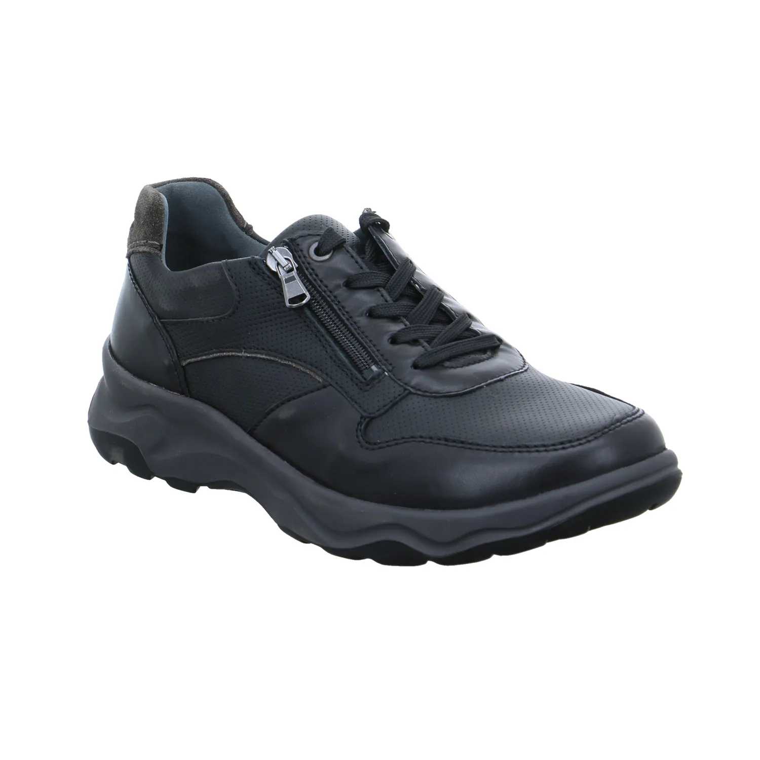 WALDLÄUFER Halbschuhe Sneaker Schwarz Leder