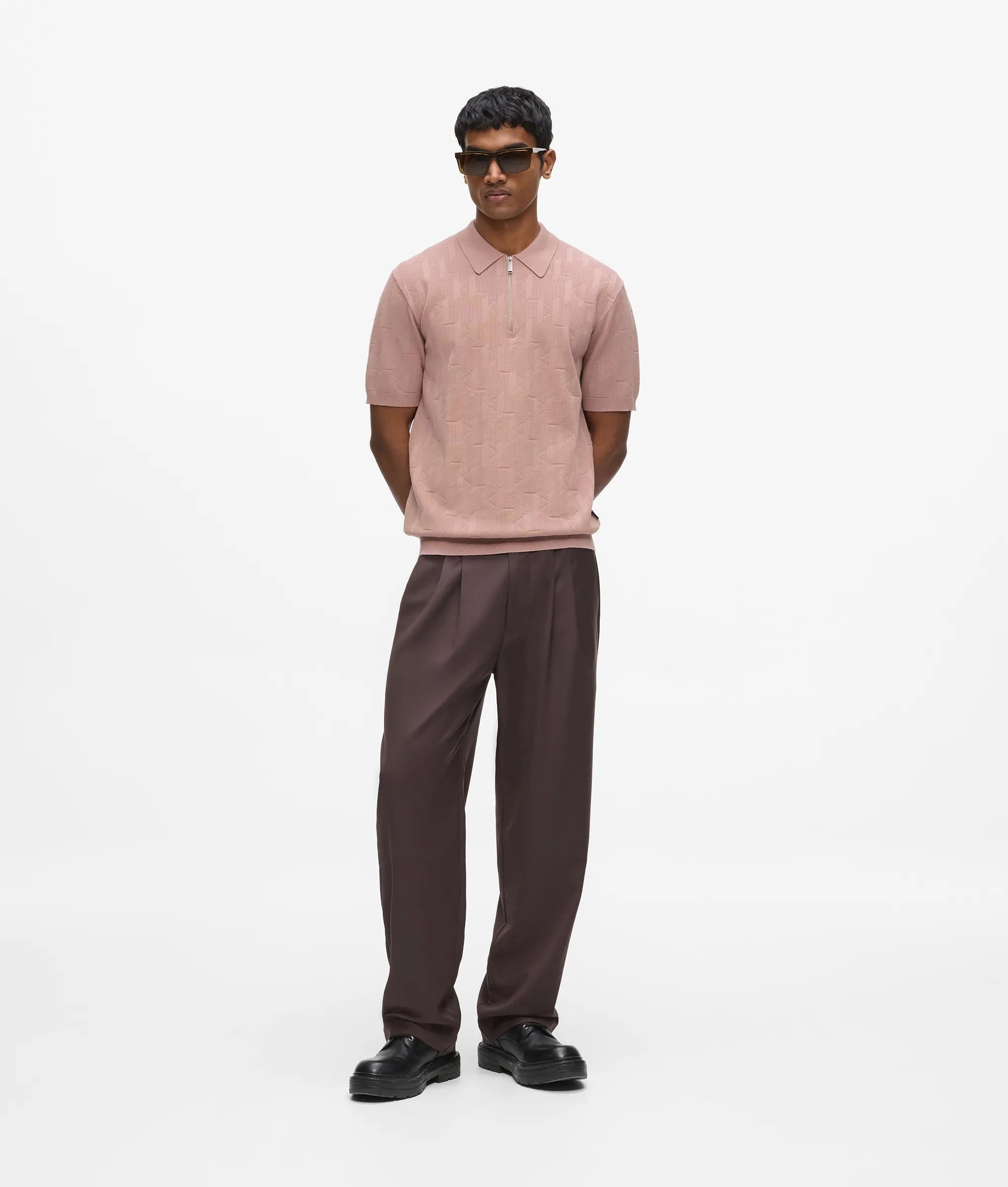 Monogram poloshirt met rits