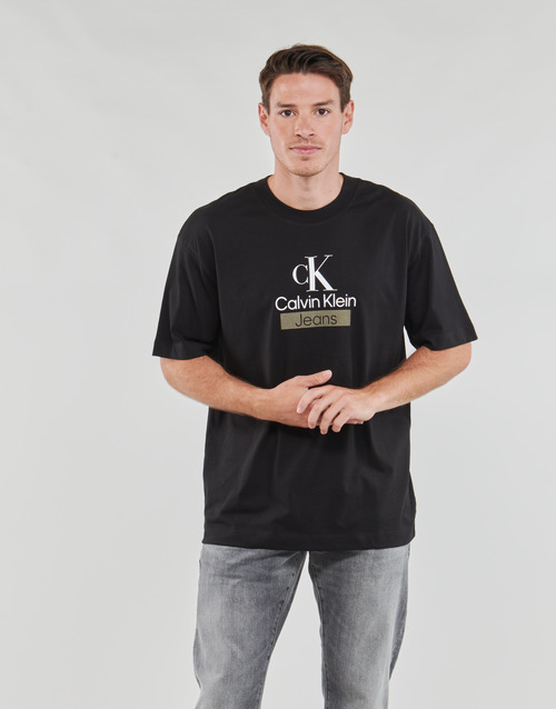 Calvin Klein Jeans - STACKED ARCHIVAL TEE - Noir