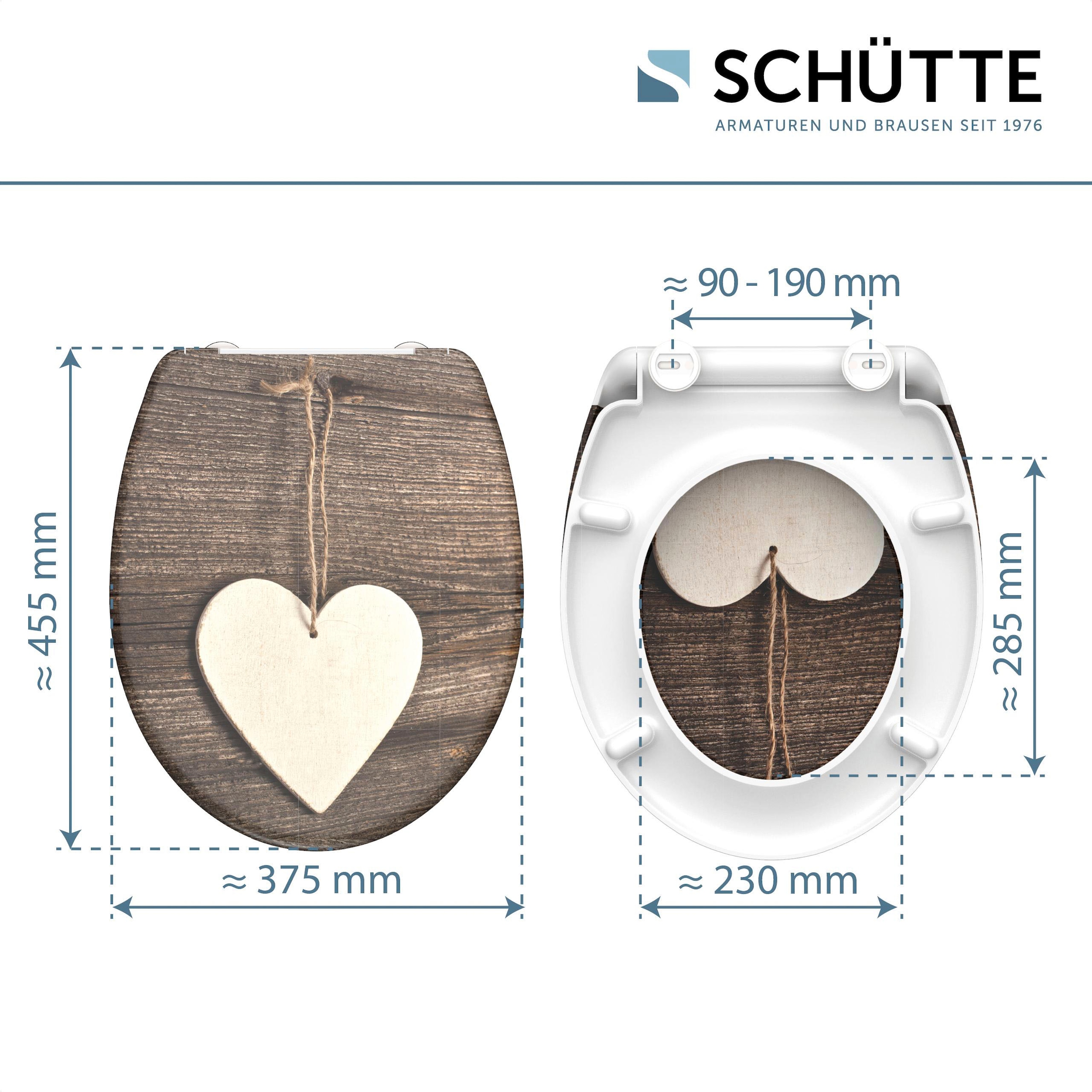 Schütte WC-Sitz »Wood Heart« Duroplast, mit Absenkautomatik und Schnellverschluss