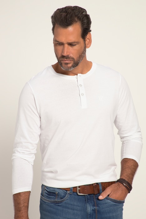 JP 1880 Henley, Basic, Shirt, Langarm, Knopfleiste, bis 8XL
