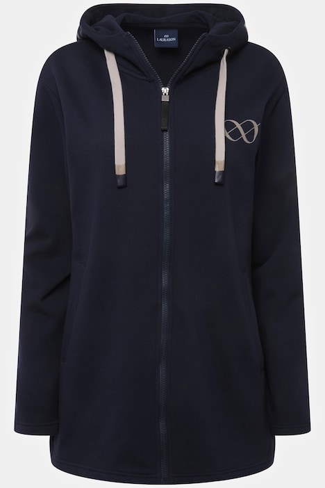 Hoodiejacke, extra lang, Kapuze, Langarm