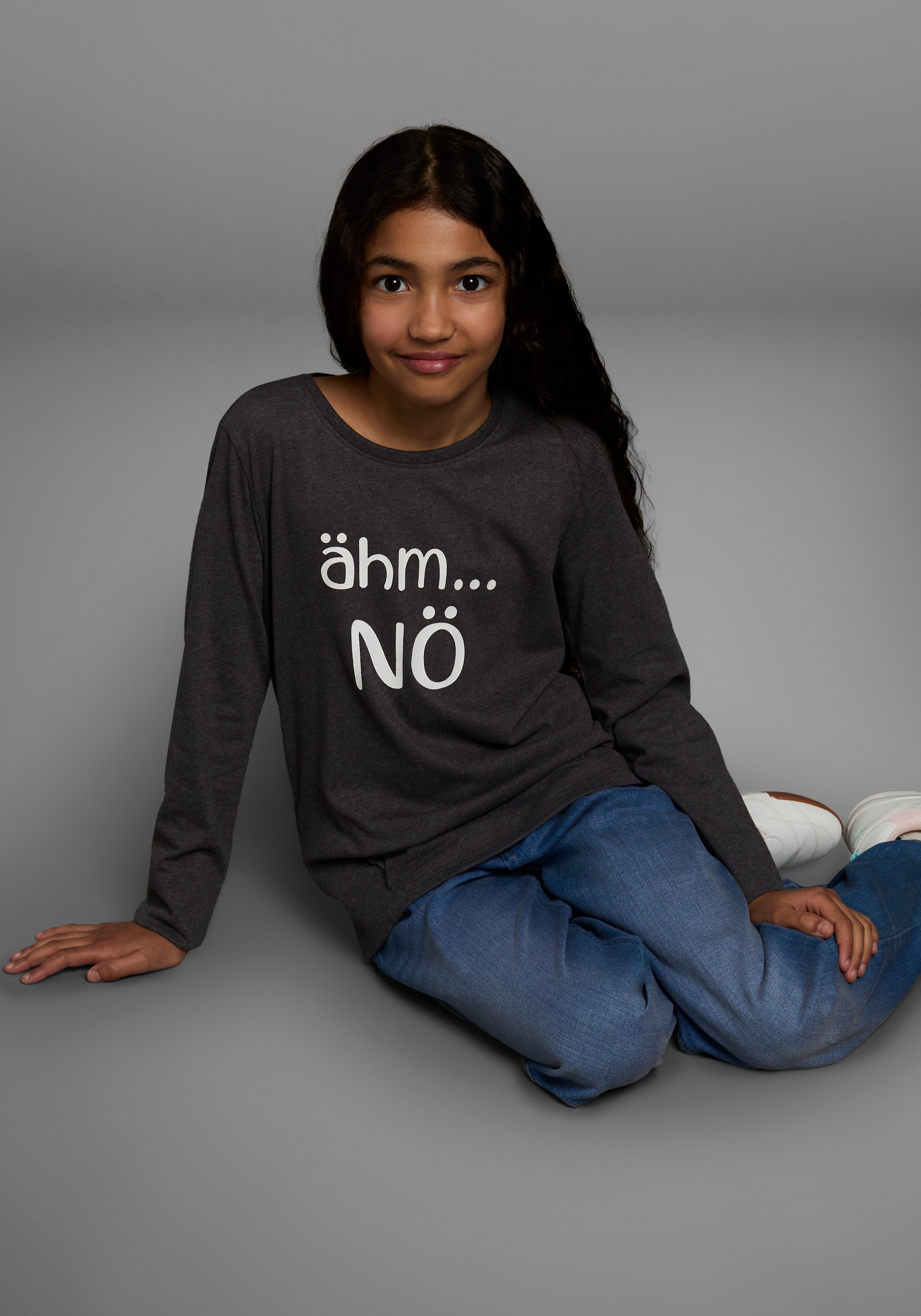 KIDSWORLD Langarmshirt »ähm ...NÖ«, Langarm,  taillierter Schnitt,  mit Statements und Sprüchen