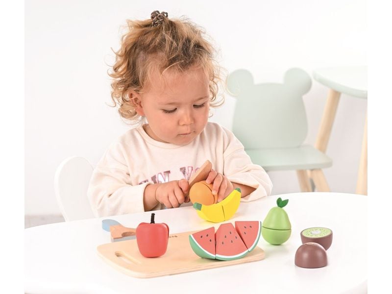 Spielba Holzspielwaren Früchte-Set zum Schneiden Zubehör für Kaufladen und Küchen
