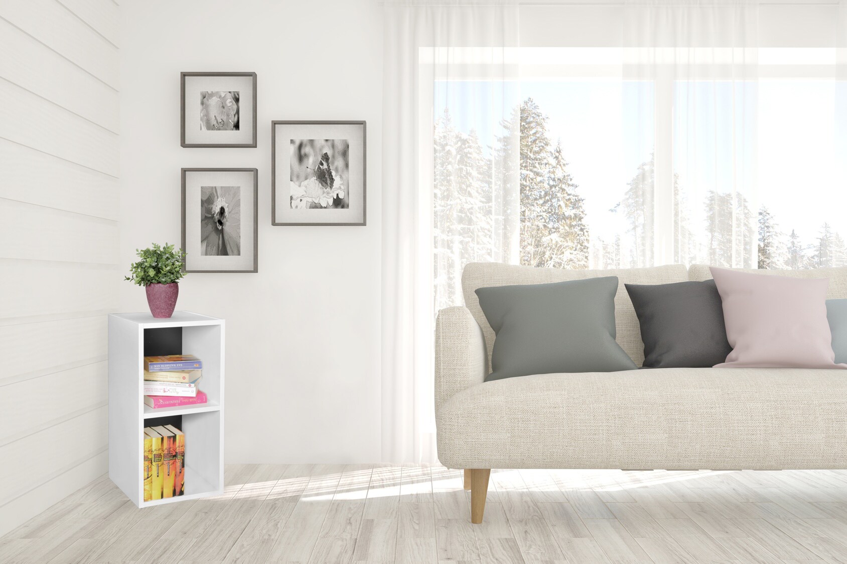 KADIMA DESIGN Standregal CERVINO: 2 Regalfächer, Sonoma Farbton, 30x60x30 cm, Melaminharzbeschichtung