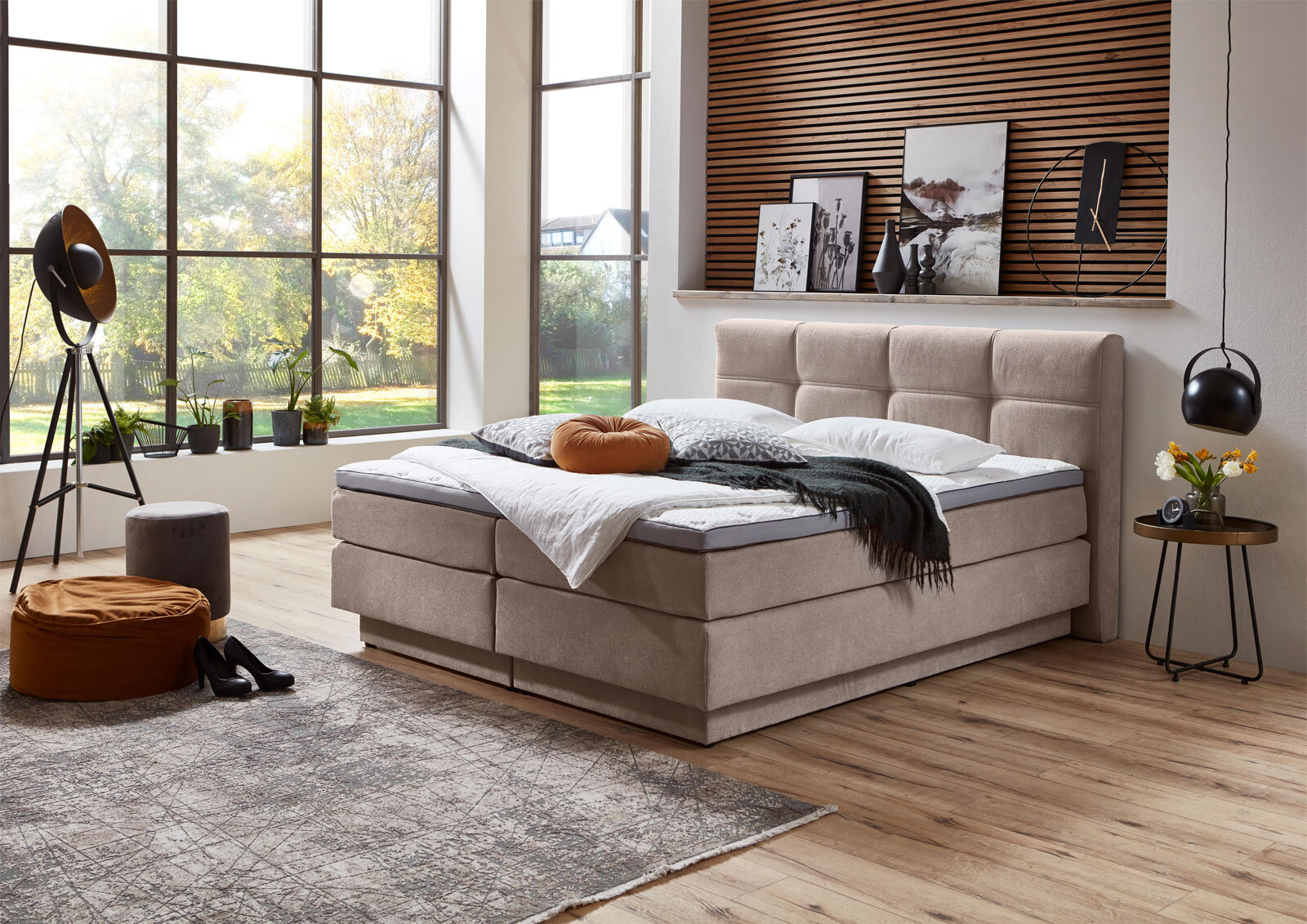 Boxspringbett PORTAGE 160 x 200 cm naturbeige