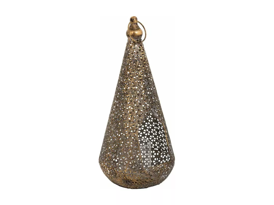 Bougeoir en métal doré 19.5x19.5x43.5h
