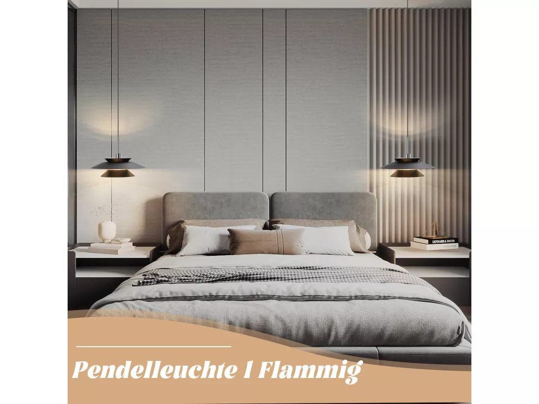 NETTLIFE Suspension Fer Noir Diam.28cm E14 - Lampe de Table à Manger Salon Moderne Chambre 1 Ampoule pour Cuisine Couloir d'Hôtel