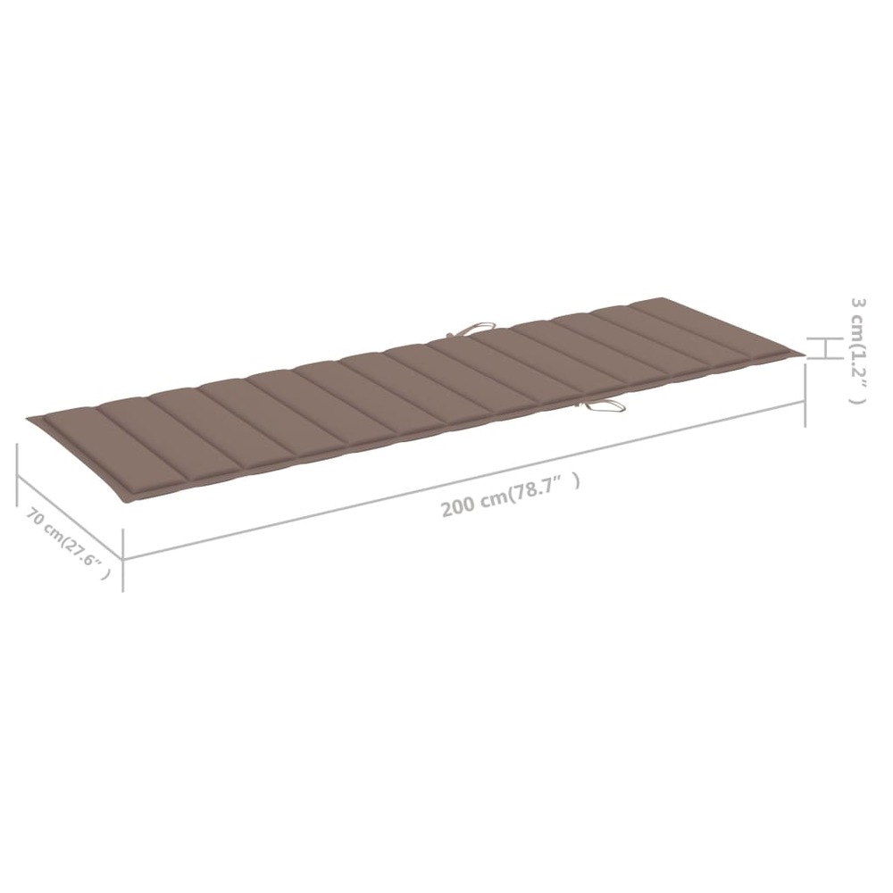 Transat chaise longue bain de soleil lit de jardin terrasse meuble d'extérieur double et coussins taupe pin imprégné 02_00127