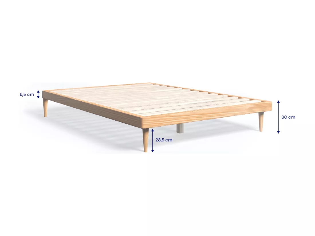 Sommier bois clair Alba finition chêne sommier inclus 160x200cm