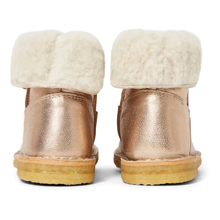 Emile et Ida Boots Cuir Fourrées Chowchow | Doré