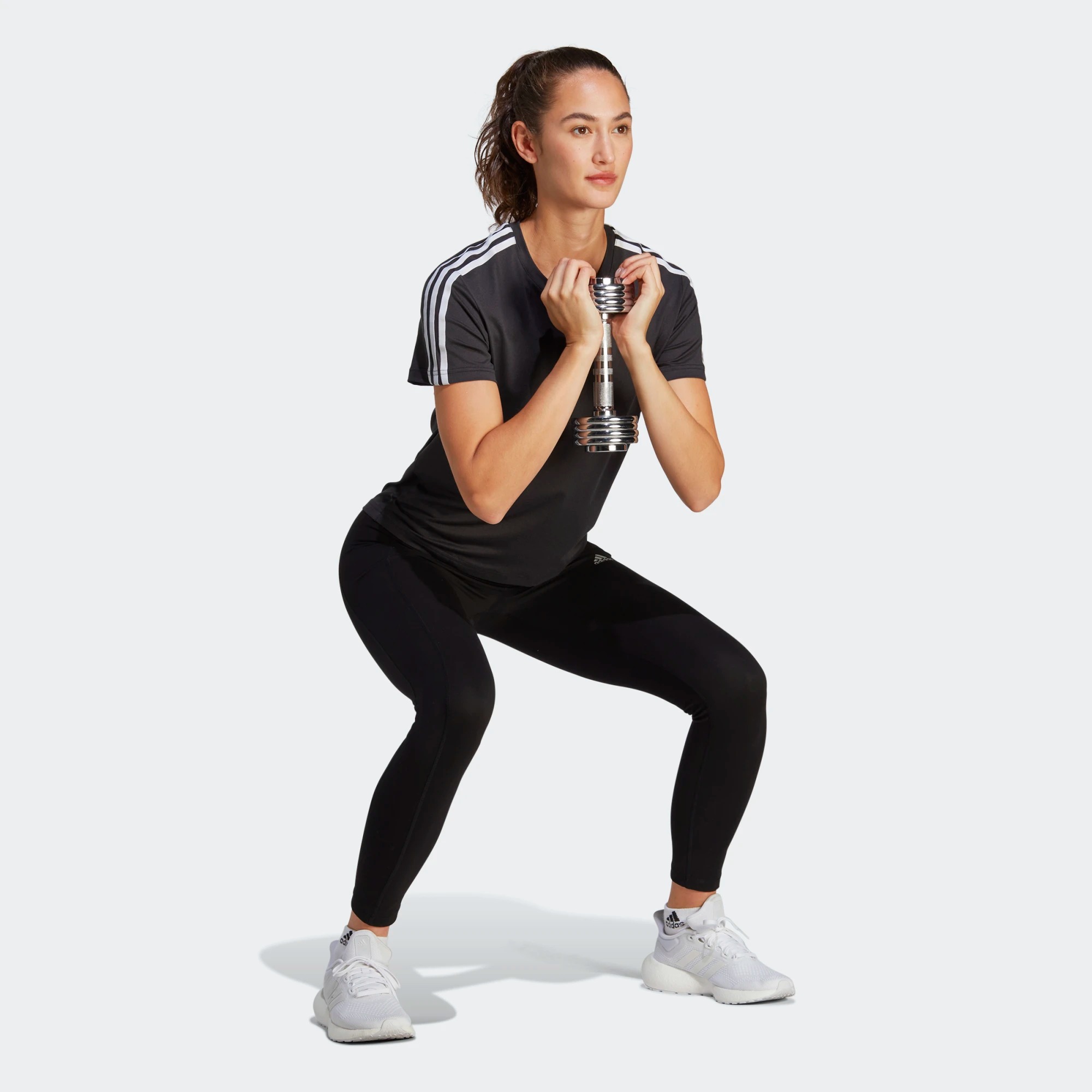 AEROREADY 3-Stripes T-Shirt Dame  Black/White