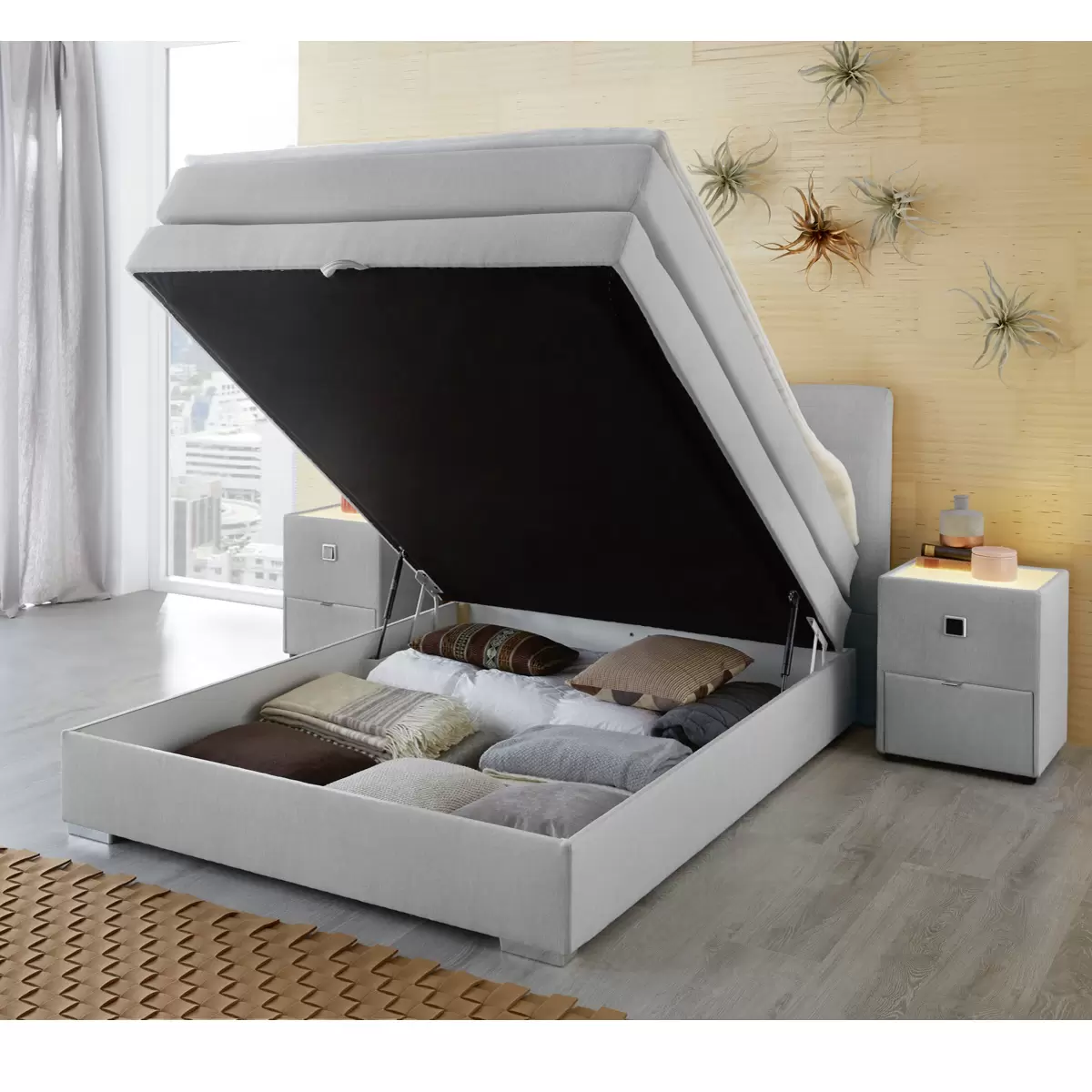 Boxspringbett Amalfi 140 x 200 Hellgrau