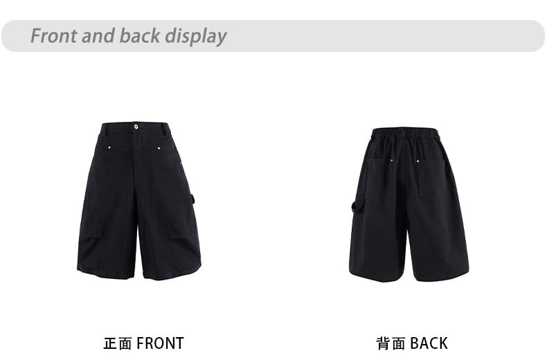 Shineon Studio - Hoge taille effen cargo shorts