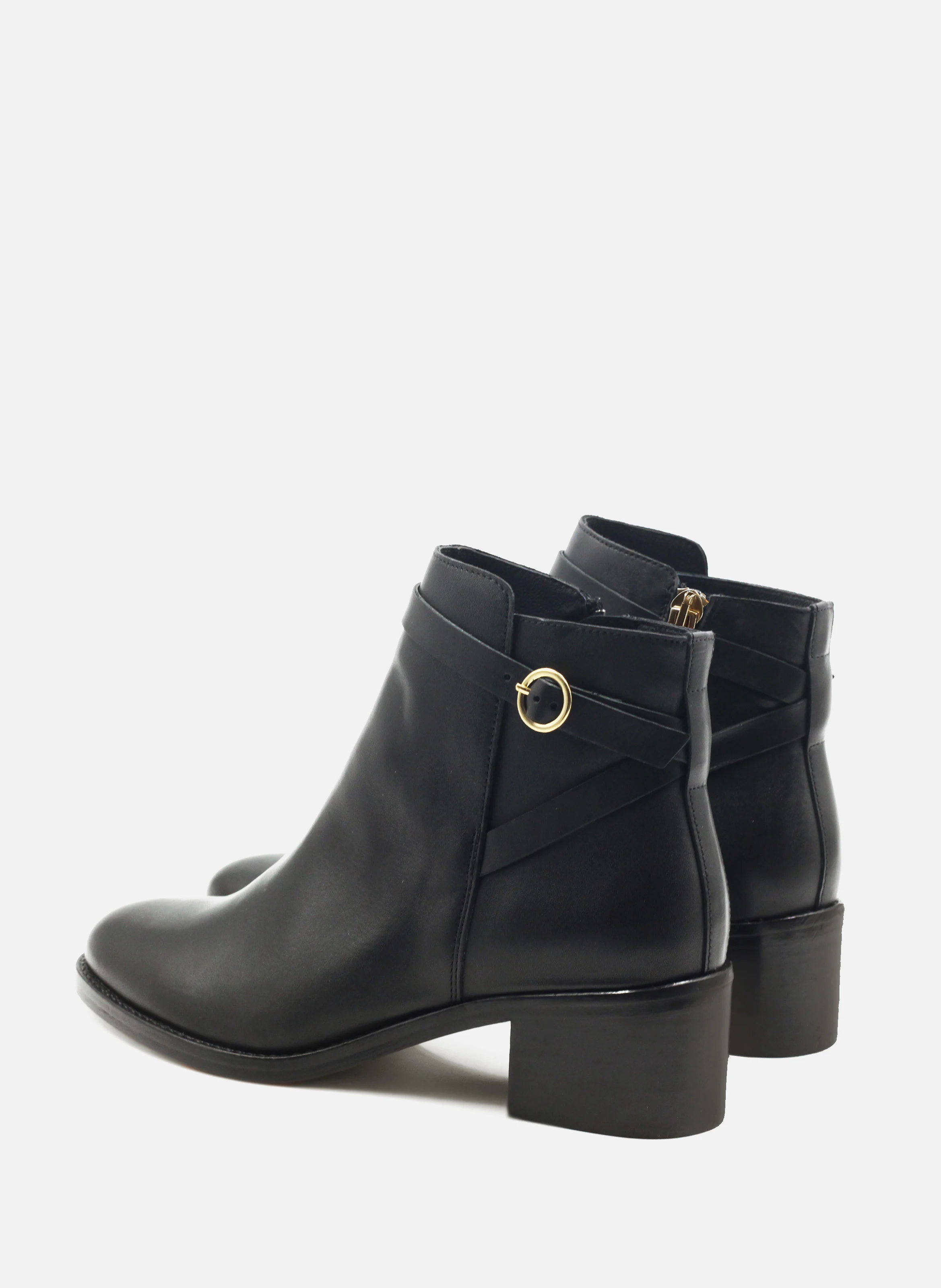 Bottines cavalières cuir lisse | Noir