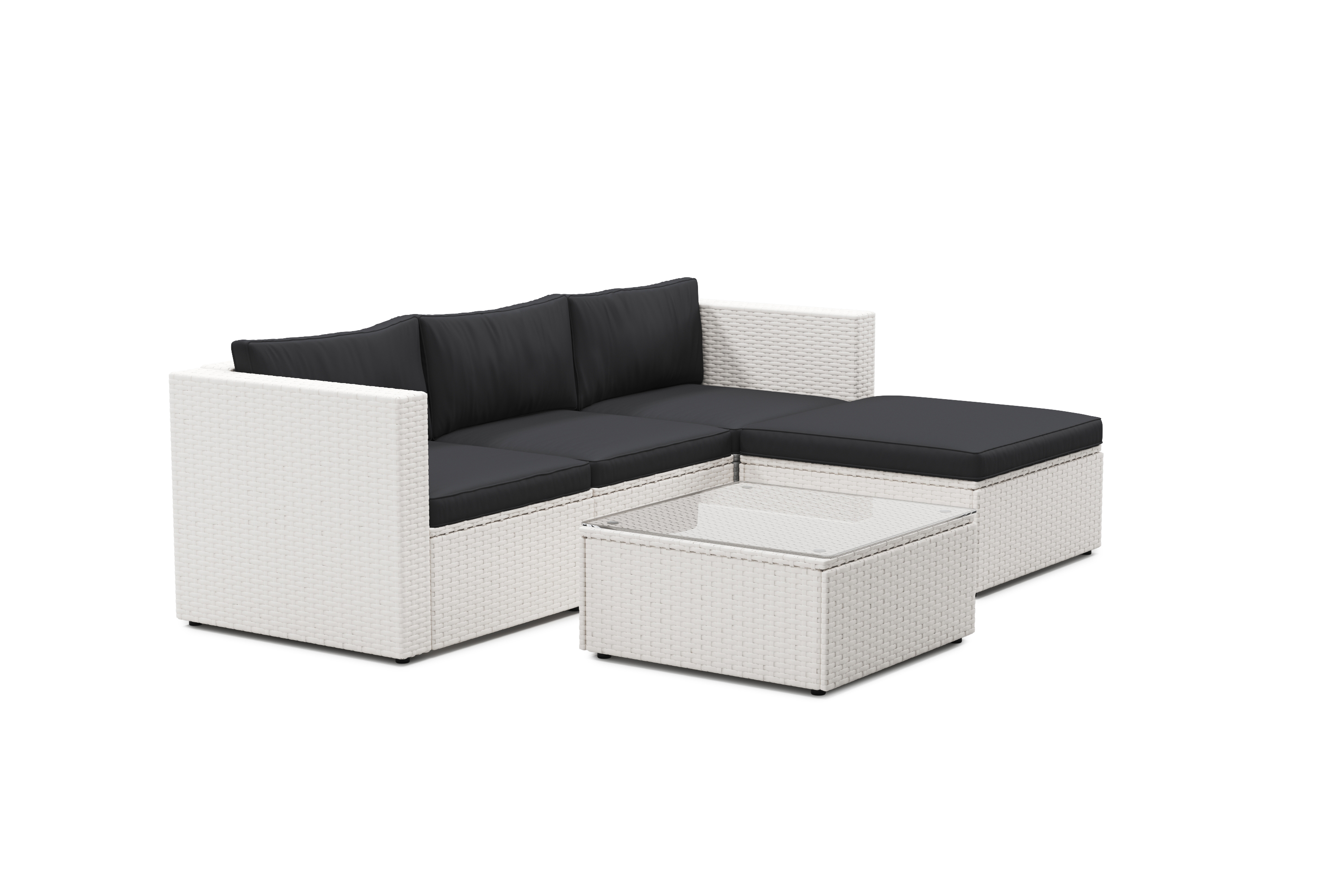 Rattanlounge MALIBU weiss/schwarz