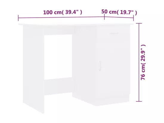 Bureau Blanc 100x50x76 cm Bois d'ingénierie