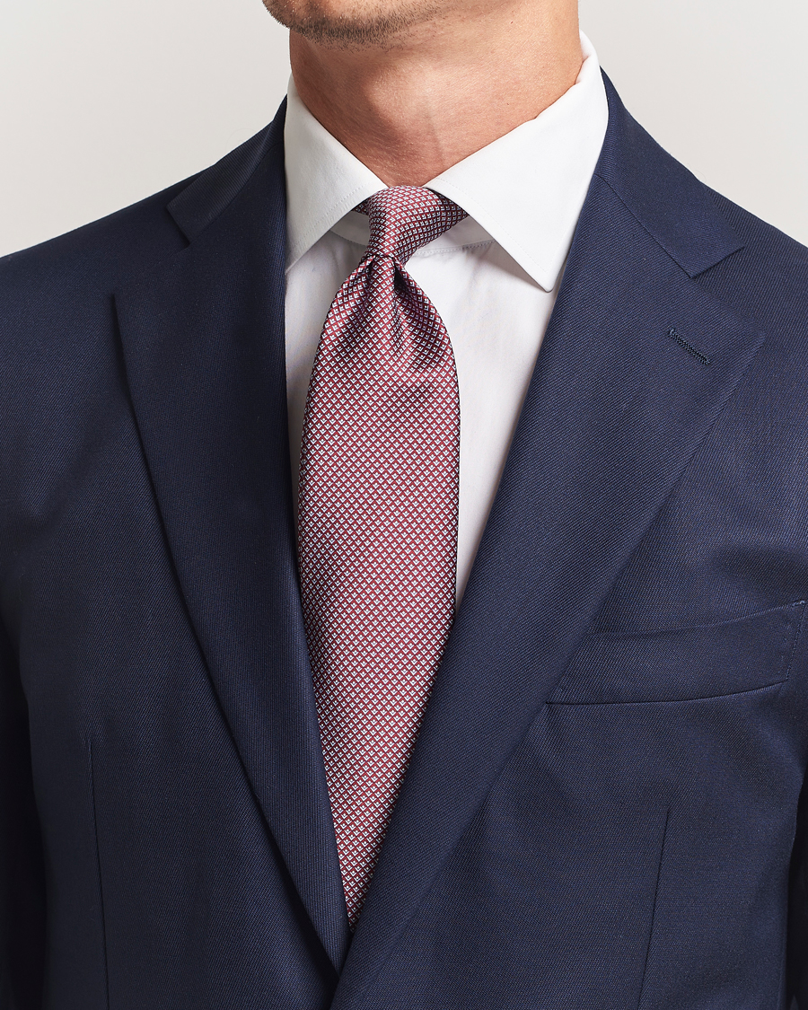 Brioni Printed Silk Tie Red