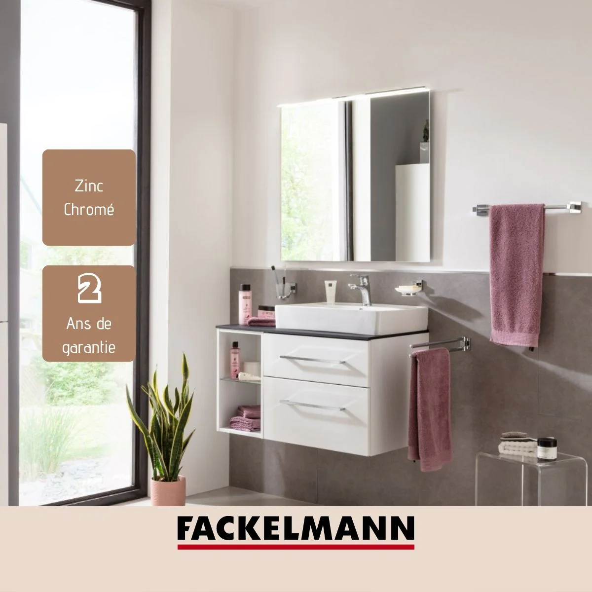 Porte serviette mural vertical gris chrome 49,5 x 5 x 7 cm Mare Fackel