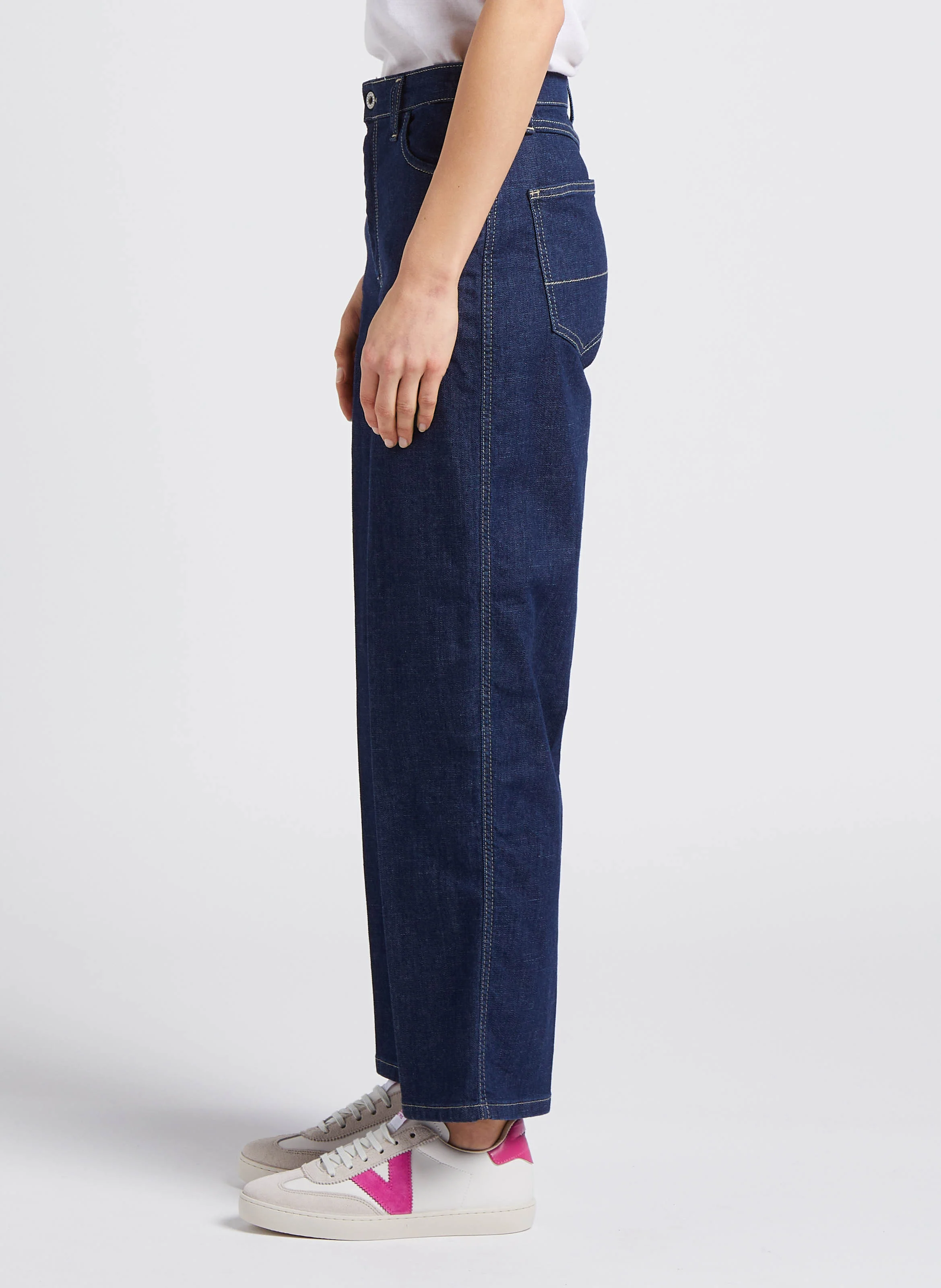 Jean large en coton mélangé | Bleu