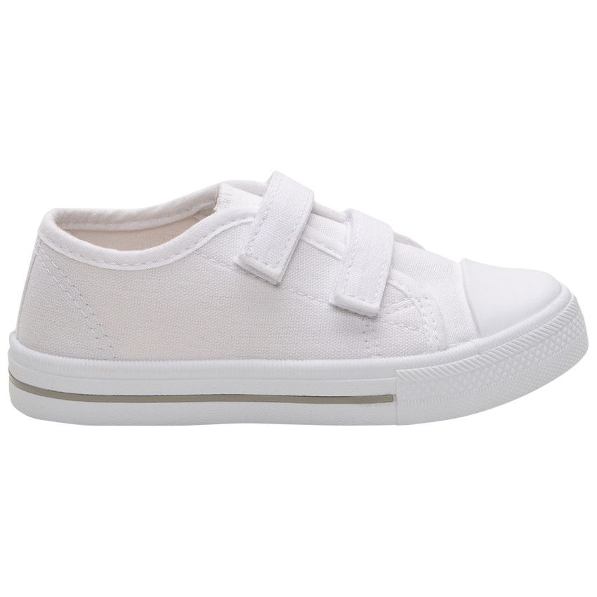 Baskets blanches en toile à scratchs du 24 au 35 - Blanc