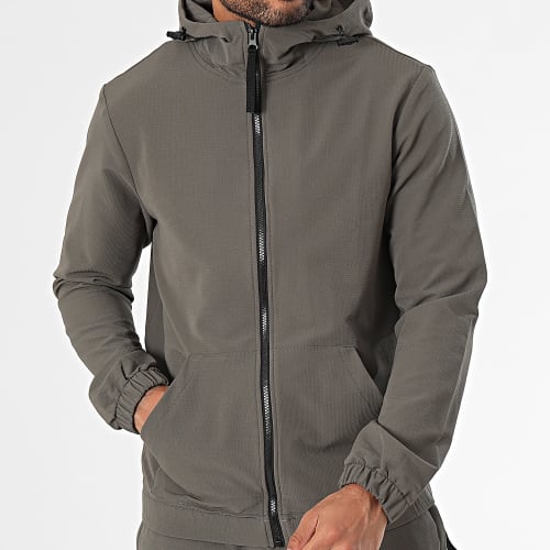Ensemble Veste Zippée Capuche Et Pantalon Cargo Gris Anthracite