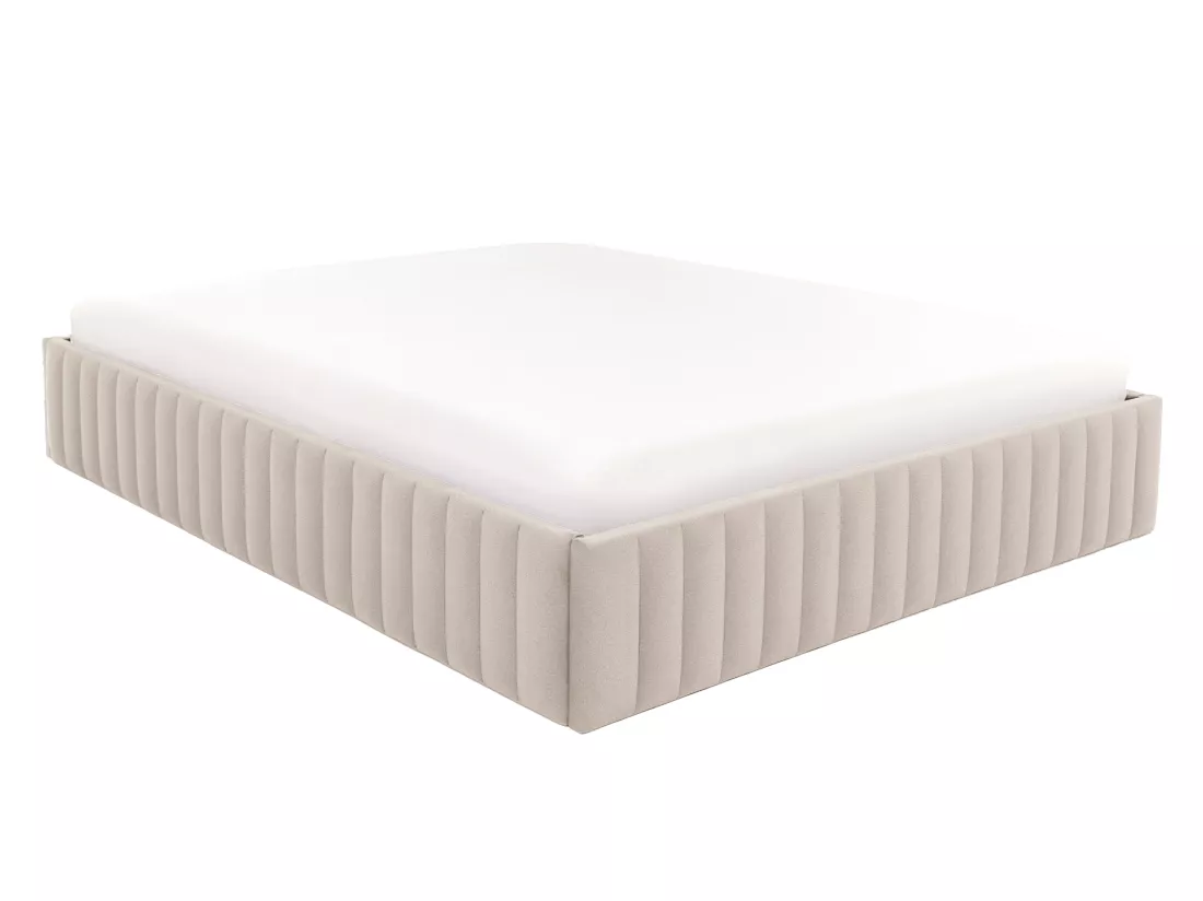 Sommier coffre 140 x 190 cm en velours - Beige - SETHI de YSMÉE