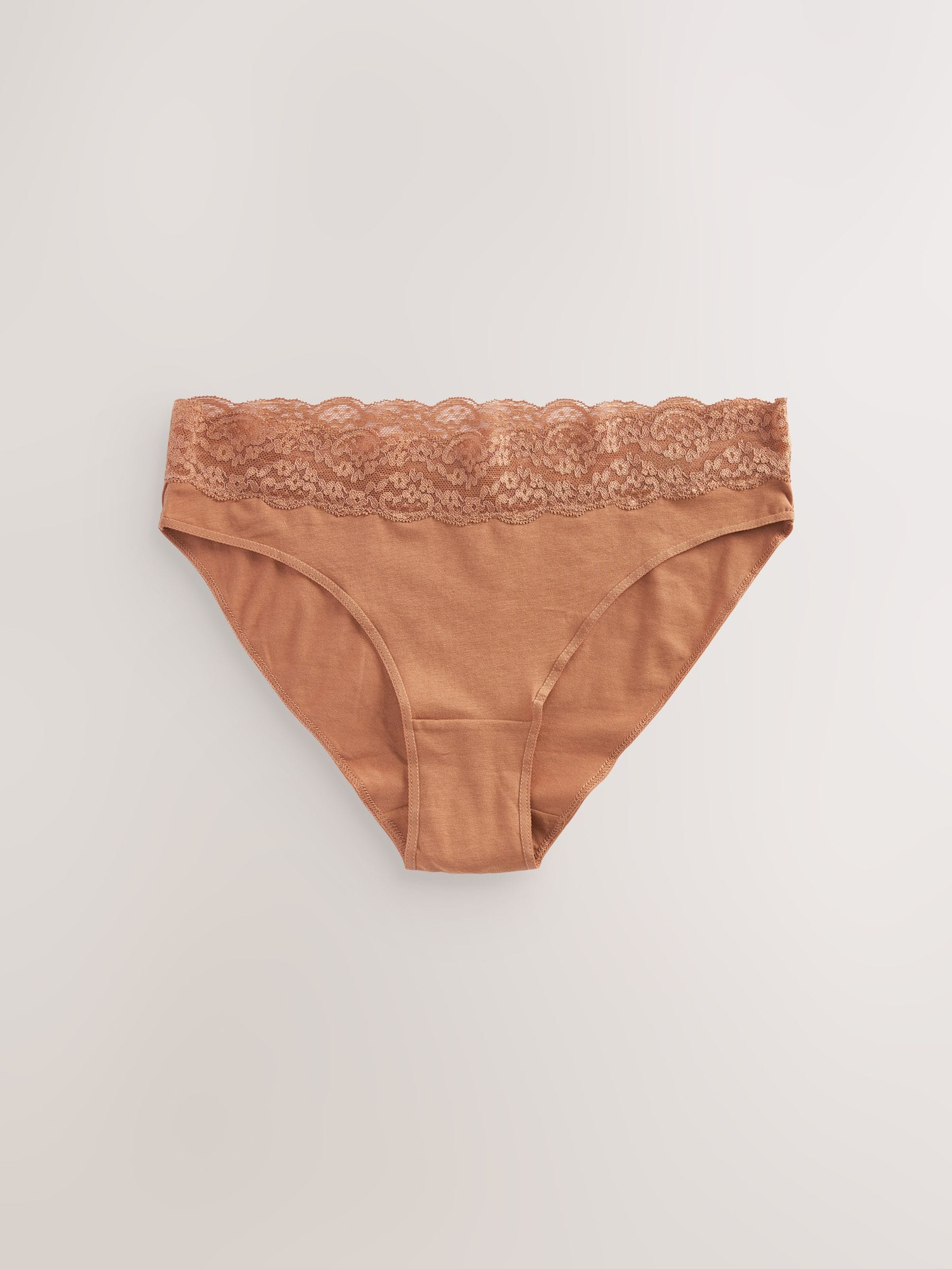 Caramel-nude - Katoenen kanten slipjes 4 stuks