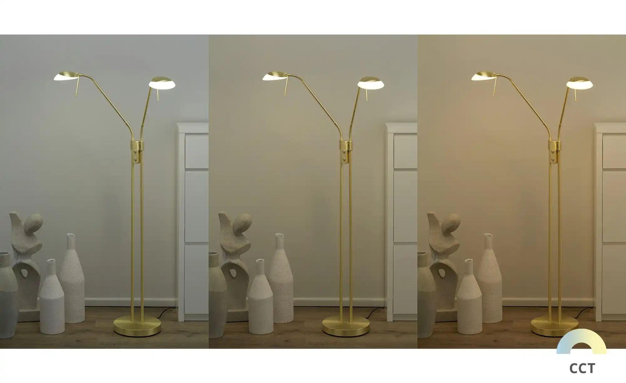 Fischer-Honsel LED-Lese-Leuchte 2-flammig, messing-matt