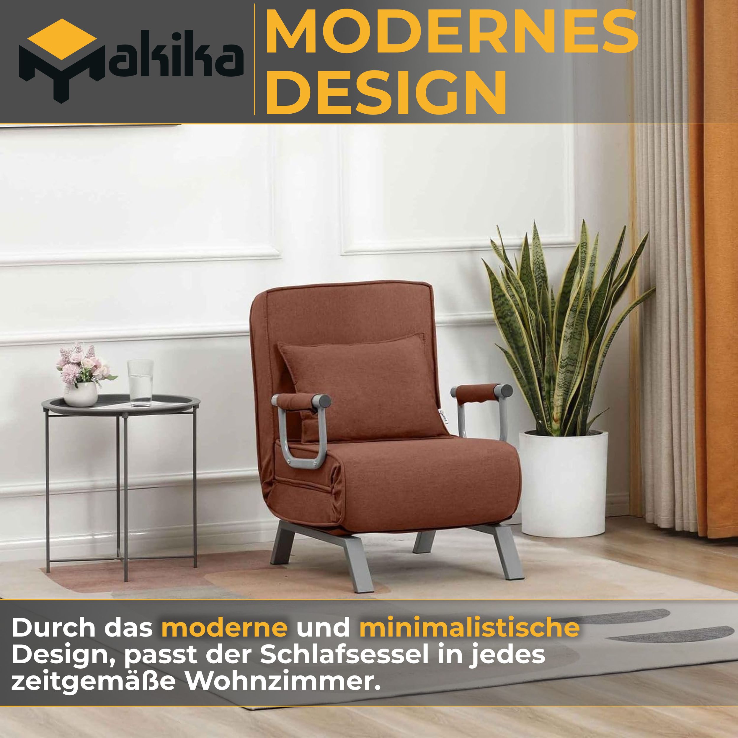 Makika Schlafsessel Schlafsofa Ted klappbar in Braun