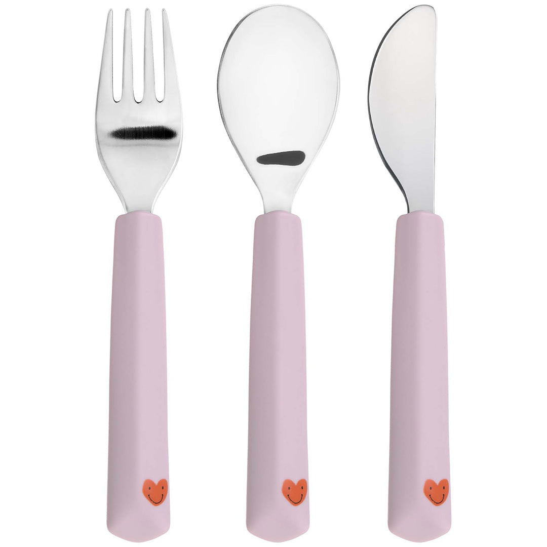 lässig kinderbestek met siliconen greep happy rascals - heart lavender