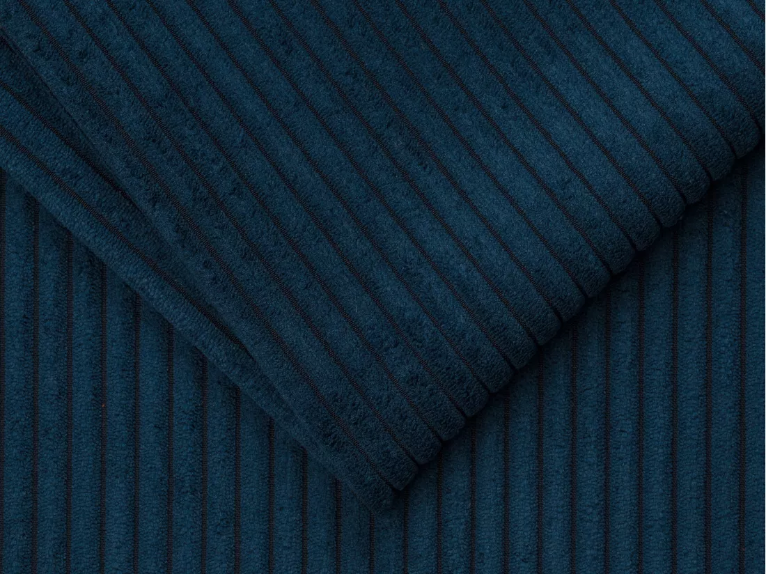 Canapé 4 places convertible express en velours côtelé bleu - Couchage 160 cm - Matelas 22 cm - CALITO
