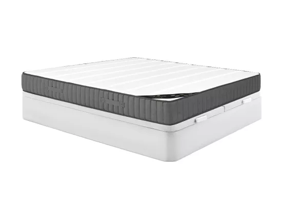 Ensemble 180 x 200 cm sommier coffre blanc + matelas hybride ressorts ensachés 7 zones et mousse haute résilience ép.26cm - AUDACE de PALACIO
