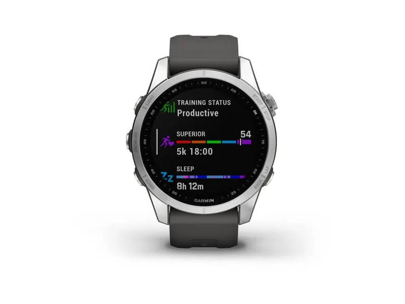 Garmin fenix 7S - 42 mm - sølv - sportsur med bånd - silikone - grafit - håndledsstørrelse: 108-182 mm - display 1.2