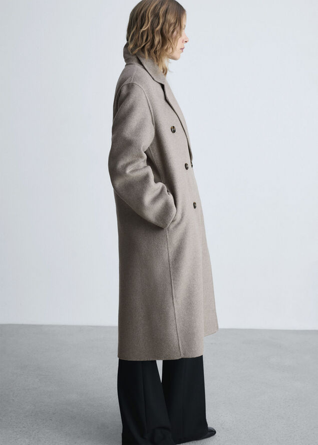 MANGO Handmade oversized wool coat Medium brown