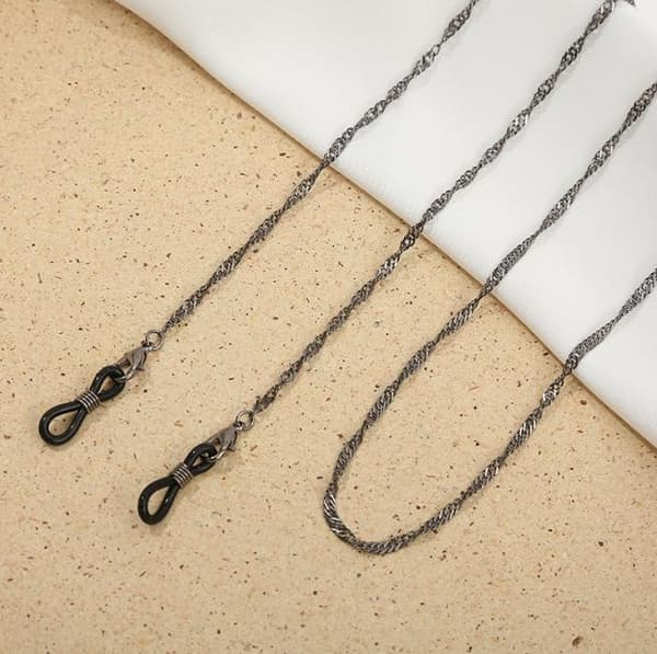 Twisted chain for sunglasses Retro Vintage silver gray glasses